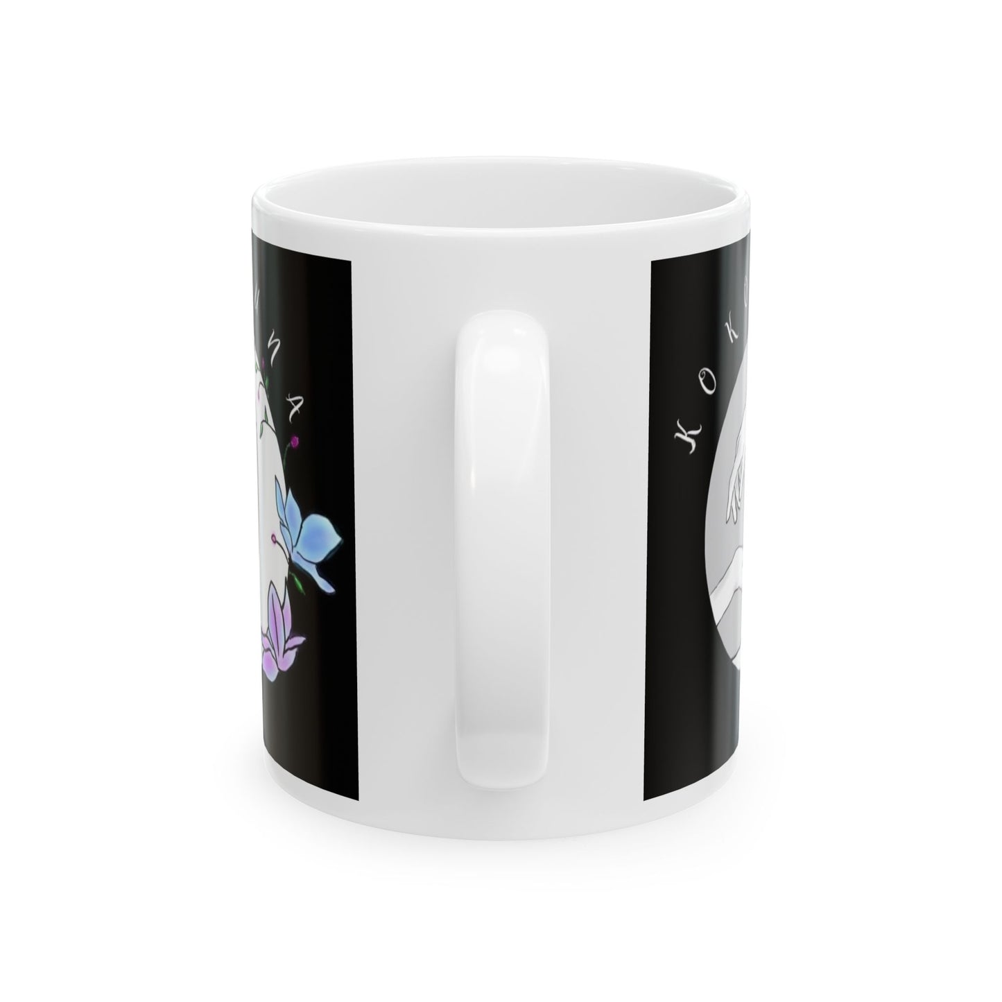 Koko Una LOGO Black & White Ceramic Mug, (11oz, 15oz)