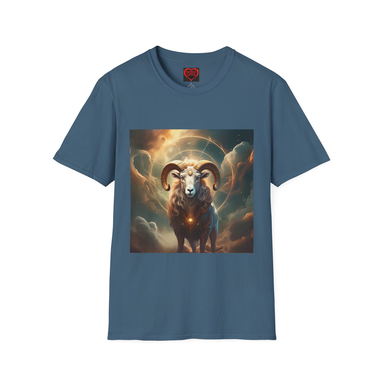 Zodiac by Koko Una- Aries Ram (Picture ONLY)- Unisex Softstyle T-Shirt - Astrology Inspired