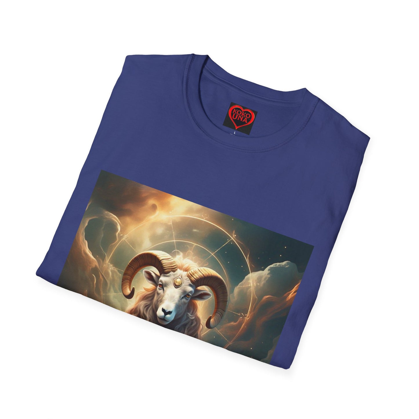 Zodiac by Koko Una- Aries Ram (Picture ONLY)- Unisex Softstyle T-Shirt - Astrology Inspired