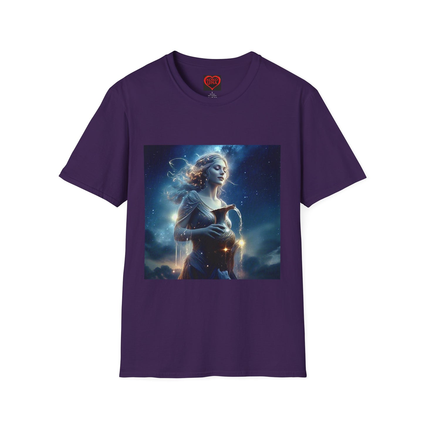 Zodiac by Koko Una- Aquarius Water Bearer (Picture ONLY)- Unisex Softstyle T-Shirt - Astrology Inspired