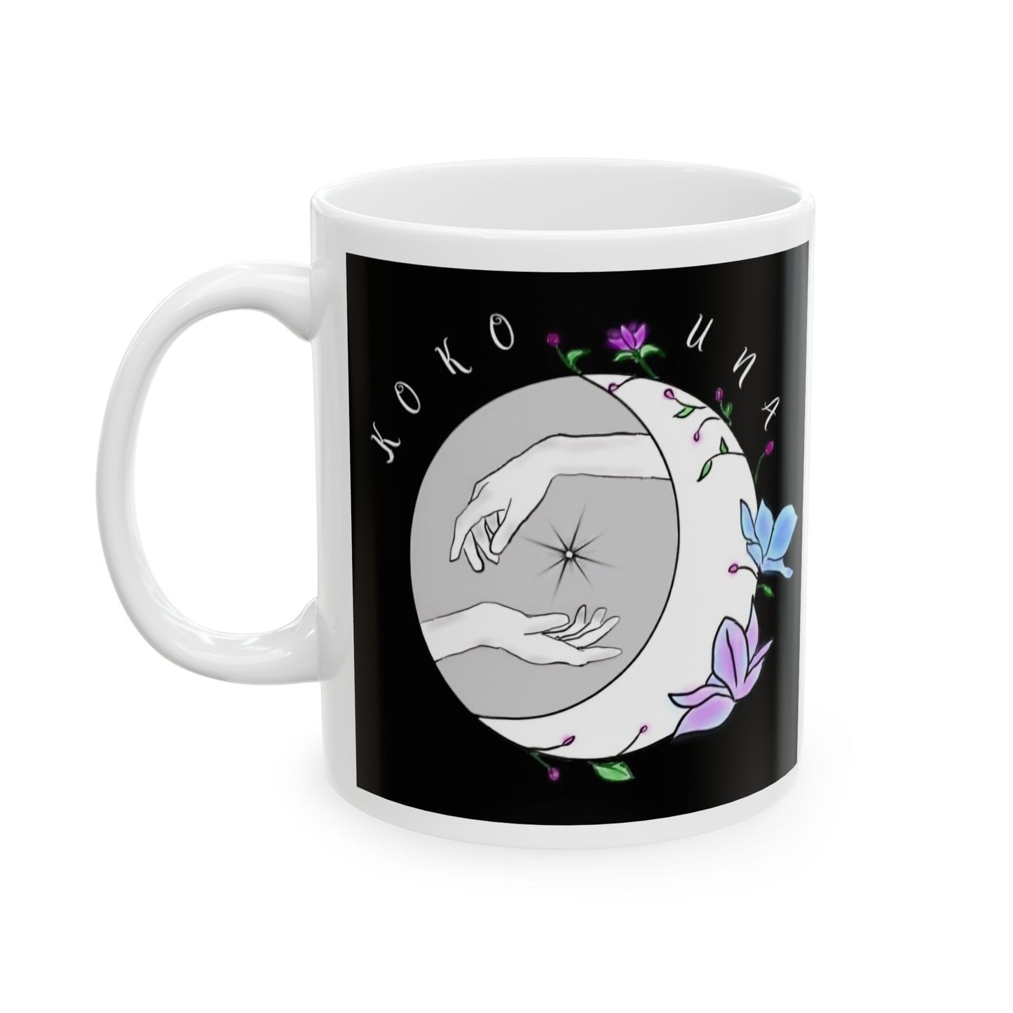 Koko Una LOGO Black & White Ceramic Mug, (11oz, 15oz)