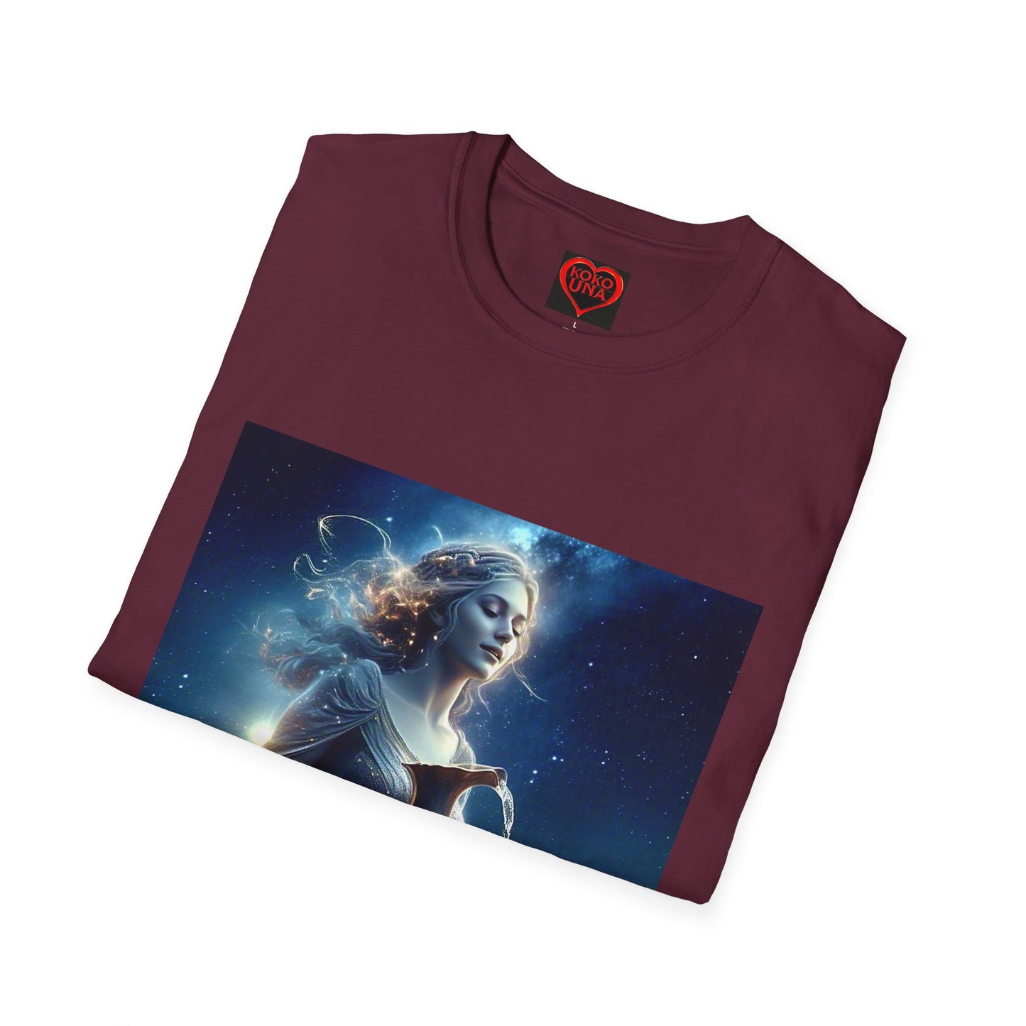Zodiac by Koko Una- Aquarius Water Bearer (Picture ONLY)- Unisex Softstyle T-Shirt - Astrology Inspired