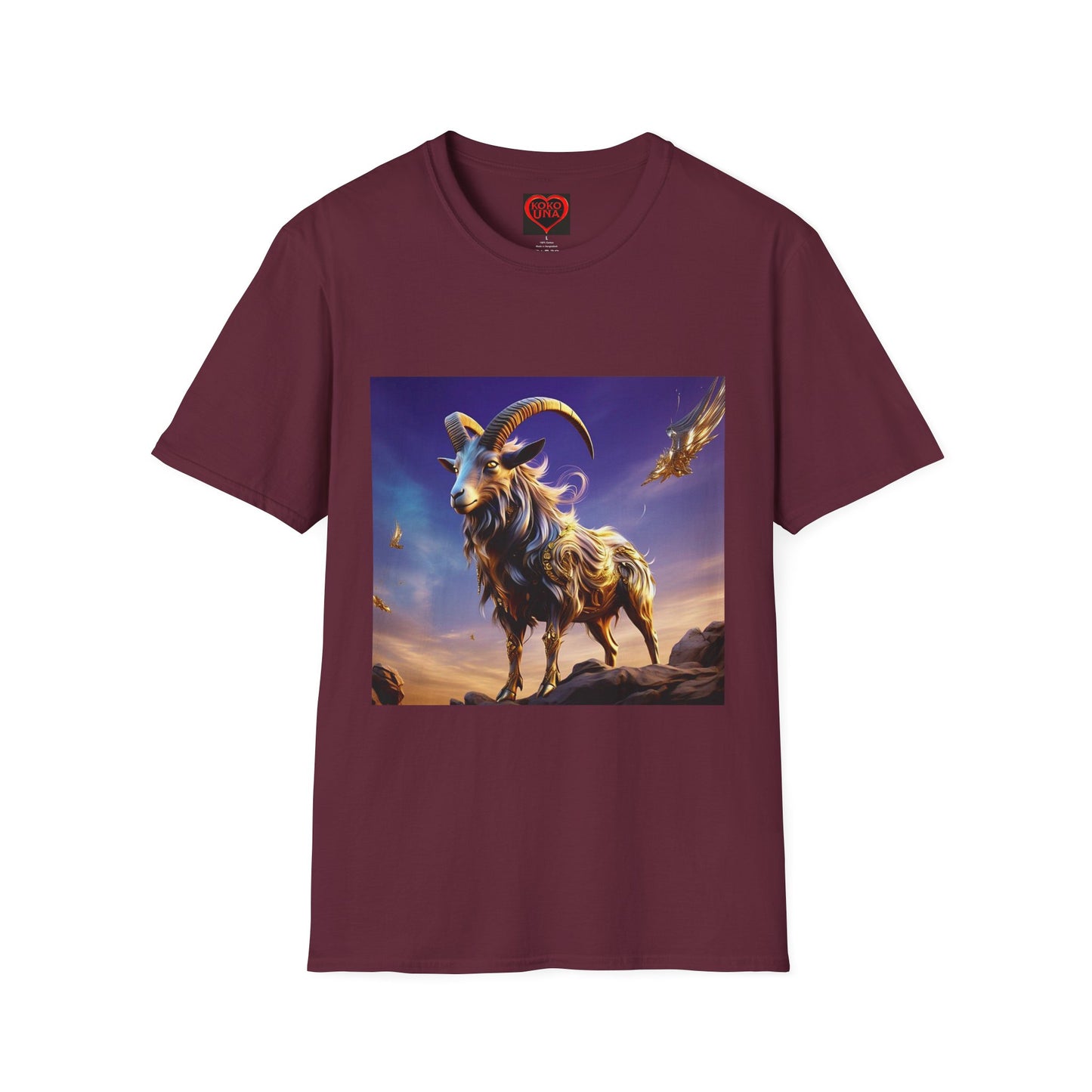 Zodiac by Koko Una- Capricorn Goat (Picture ONLY)- Unisex Softstyle T-Shirt - Astrology Inspired