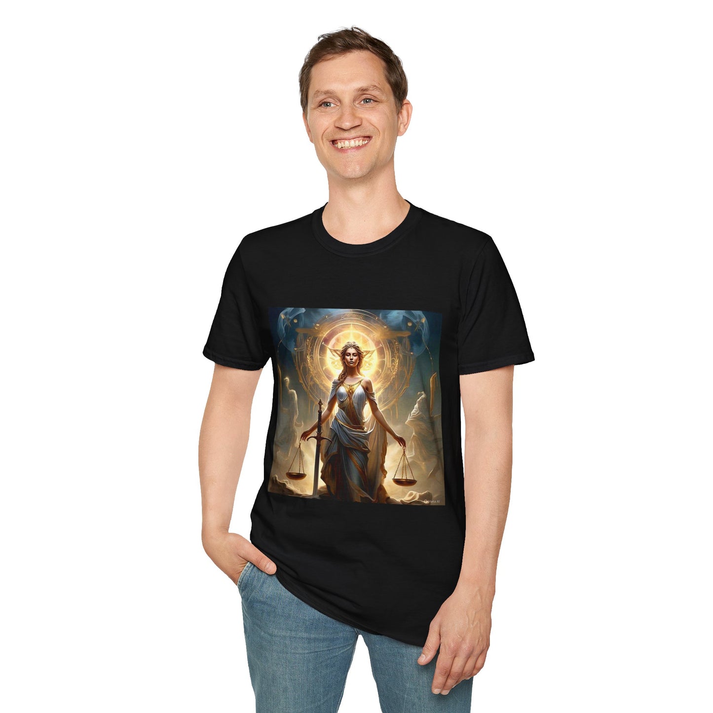 Zodiac by Koko Una- Libra Scales (Picture ONLY)- Unisex Softstyle T-Shirt - Astrology Inspired