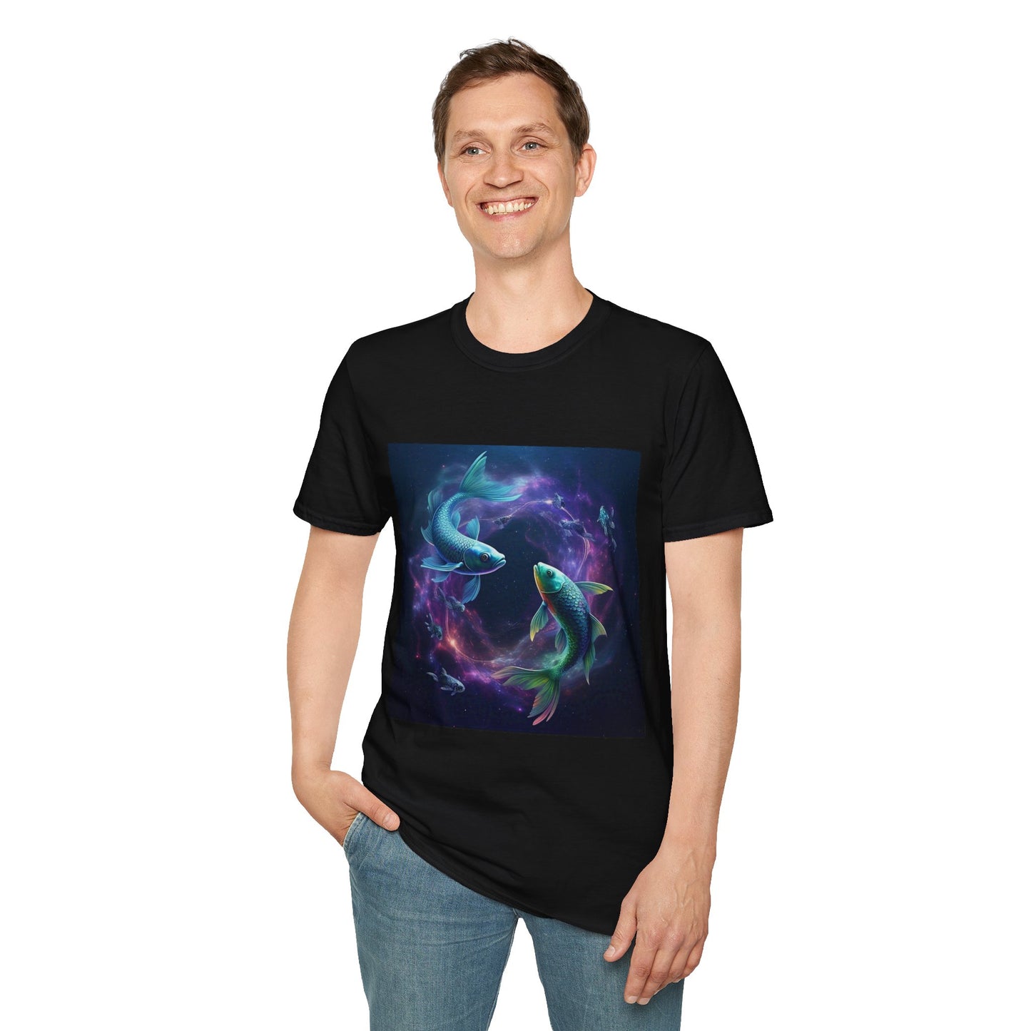 Zodiac by Koko Una- Pisces Fish (Picture ONLY)- Unisex Softstyle T-Shirt - Astrology Inspired