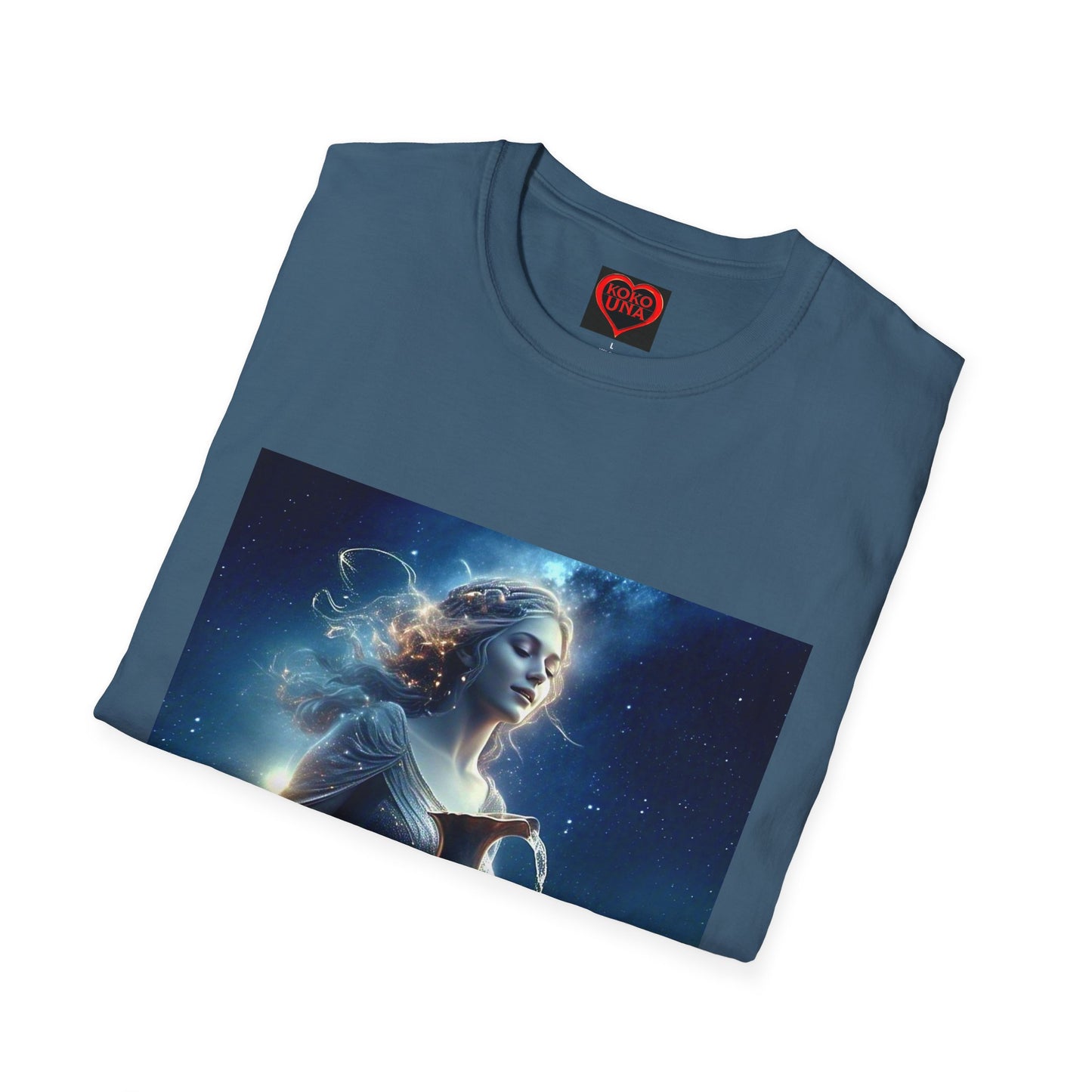 Zodiac by Koko Una- Aquarius Water Bearer (Picture ONLY)- Unisex Softstyle T-Shirt - Astrology Inspired