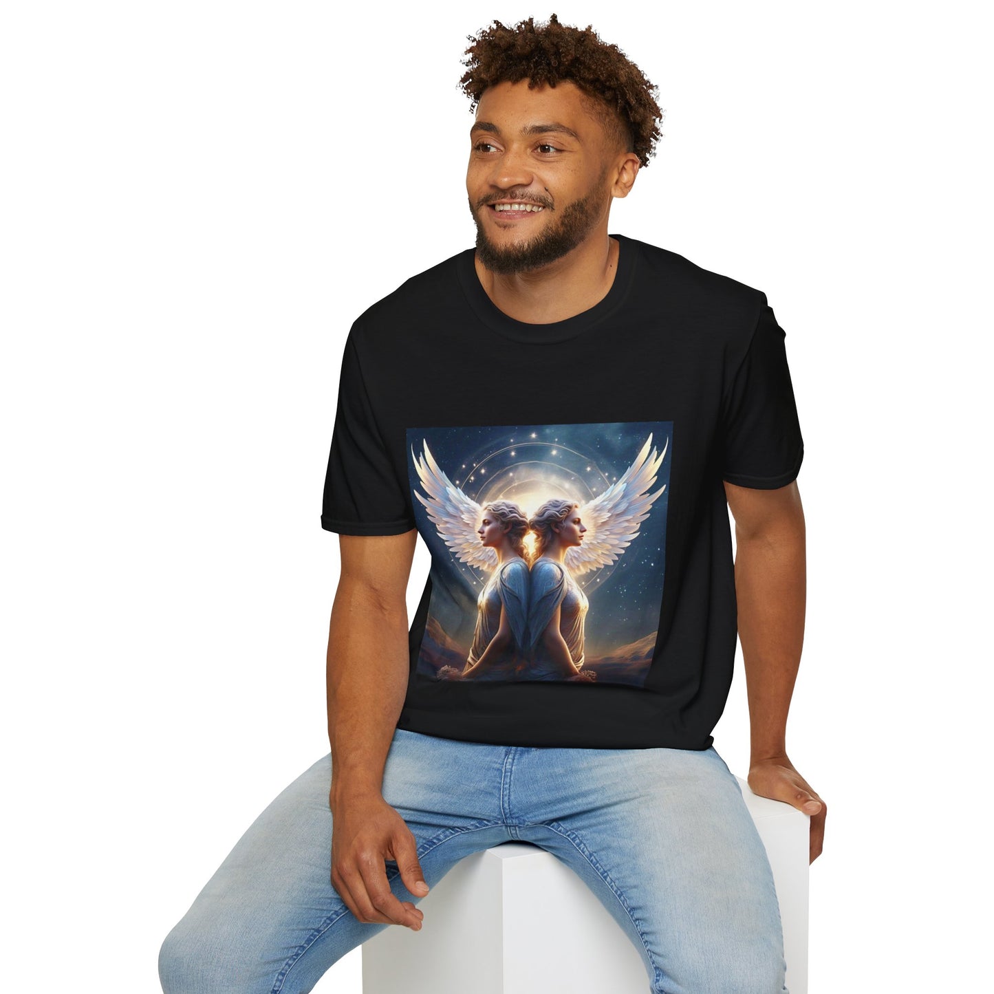 Zodiac by Koko Una- Gemini Twins (Picture ONLY)- Unisex Softstyle T-Shirt - Astrology Inspired
