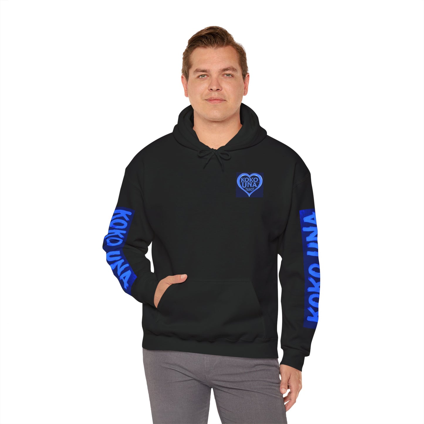 Koko Una Tarot Official Hoodie- Lucky 13 Backside Blue & Black - Unisex Heavy Blend™ Sweatshirt