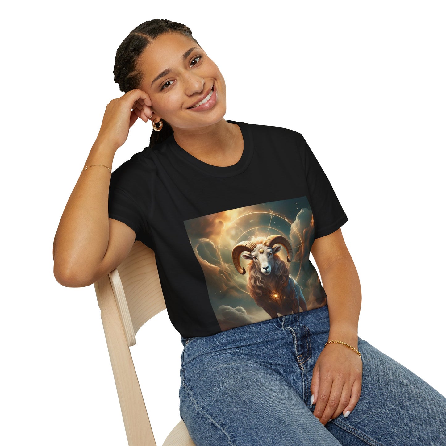 Zodiac by Koko Una- Aries Ram (Picture ONLY)- Unisex Softstyle T-Shirt - Astrology Inspired