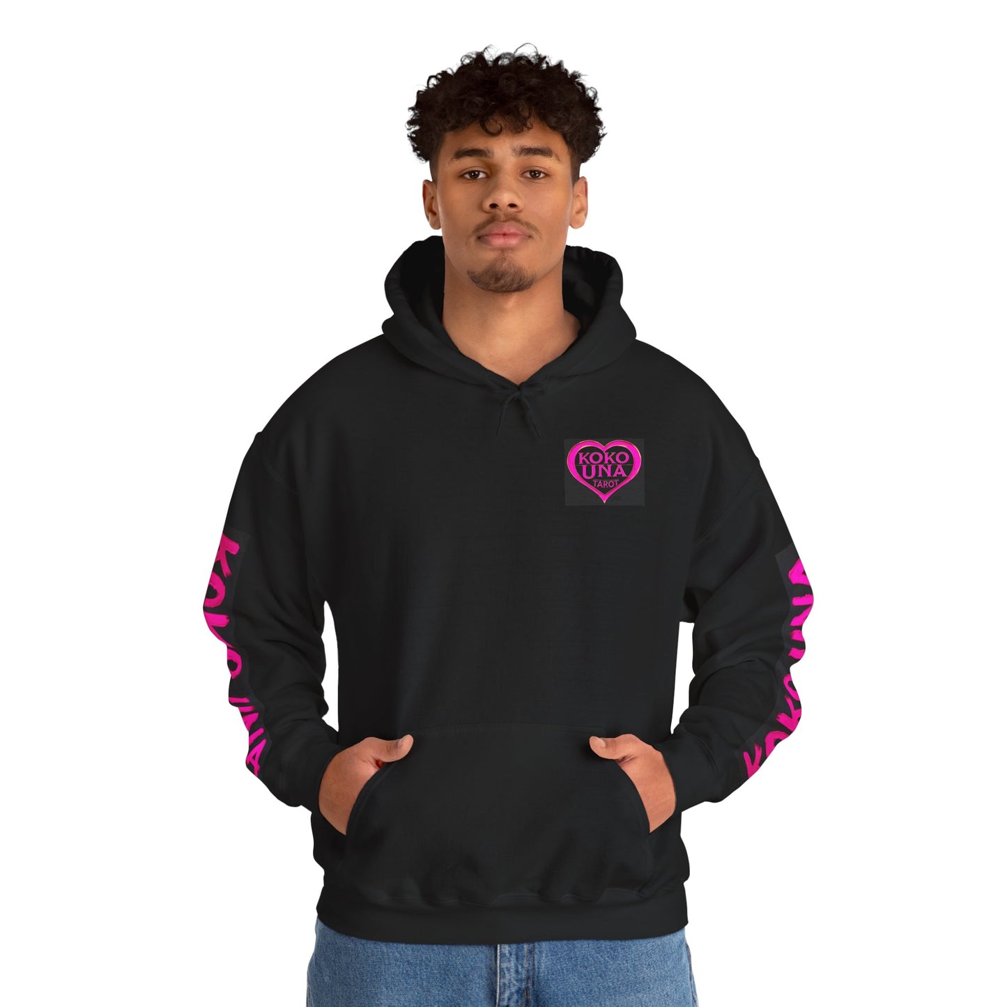 Koko Una Tarot Official Hoodie- Lucky 13 Backside Pink & Black - Unisex Heavy Blend™ Sweatshirt
