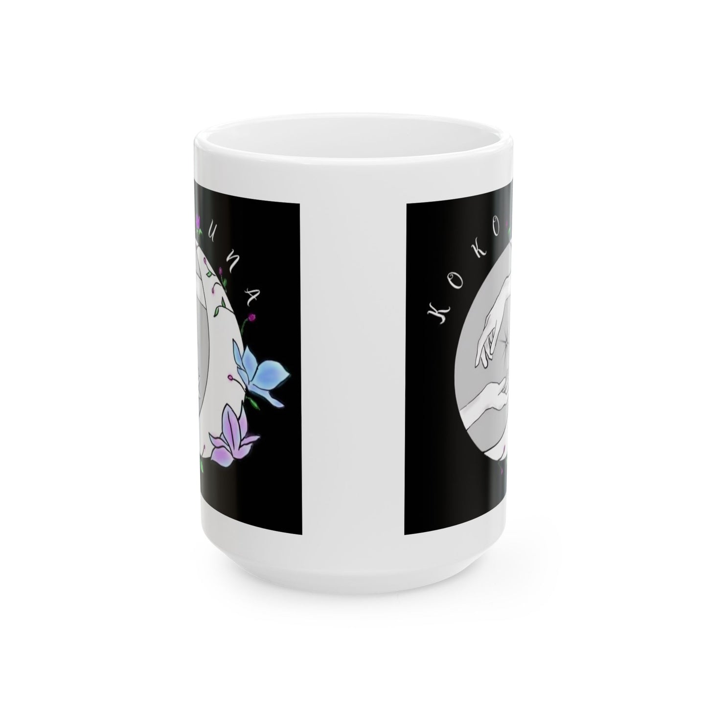 Koko Una LOGO Black & White Ceramic Mug, (11oz, 15oz)