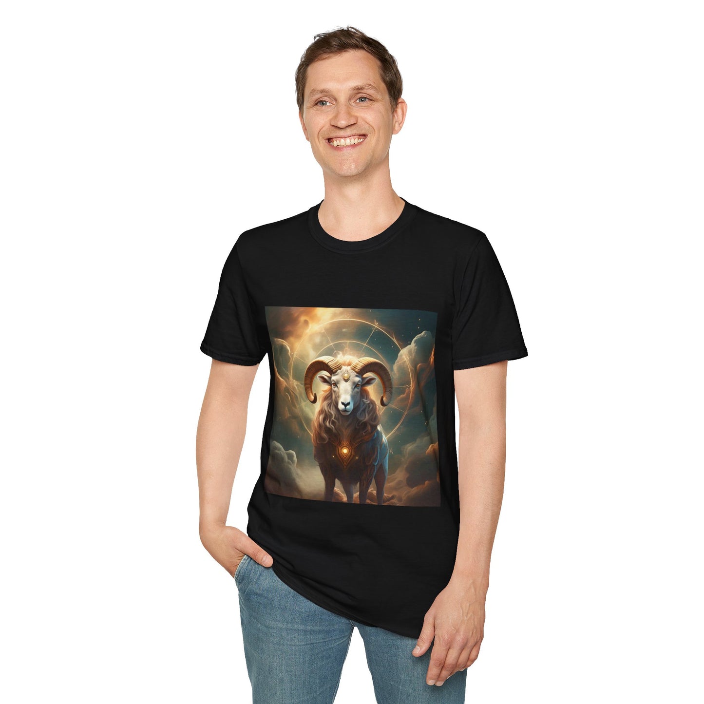 Zodiac by Koko Una- Aries Ram (Picture ONLY)- Unisex Softstyle T-Shirt - Astrology Inspired