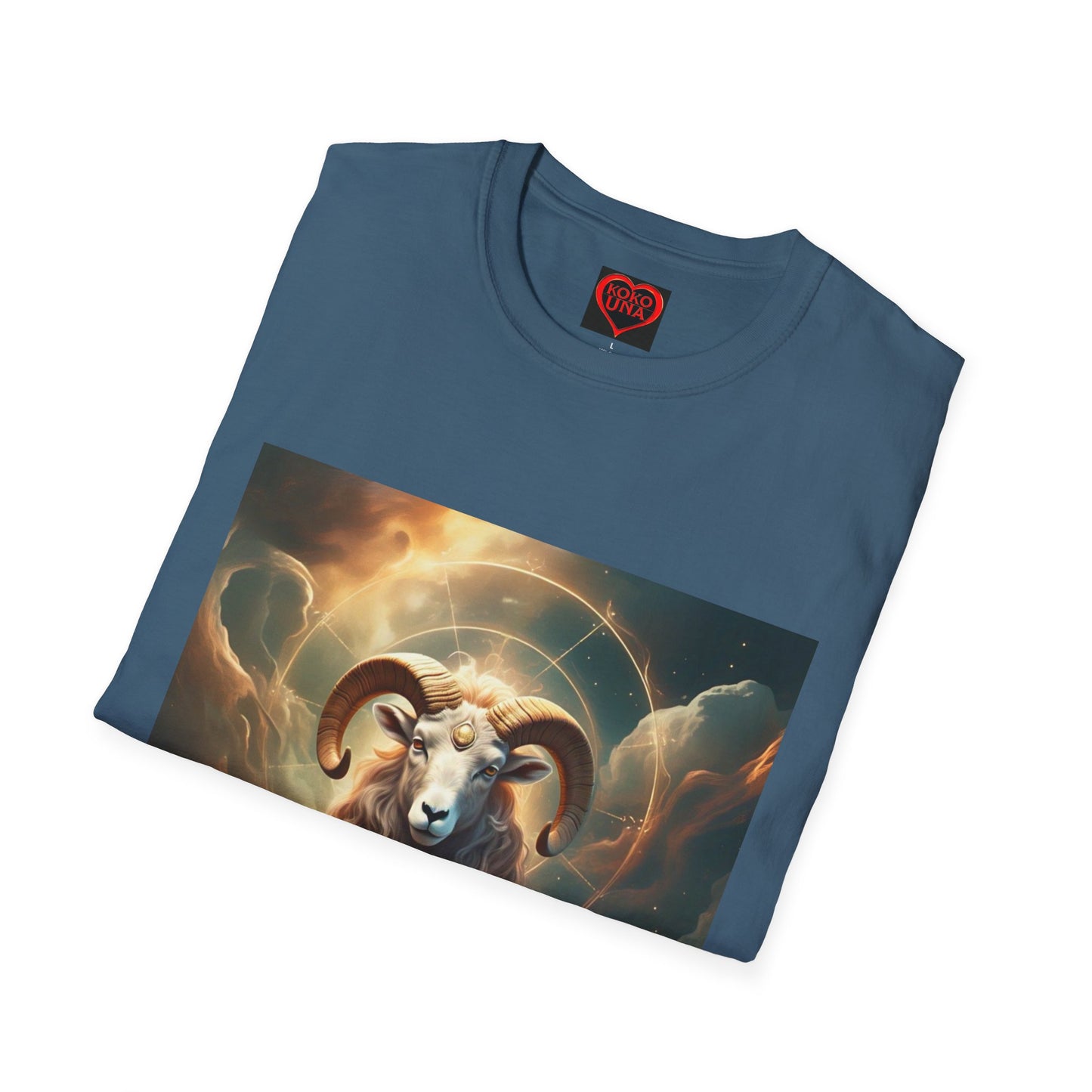 Zodiac by Koko Una- Aries Ram (Picture ONLY)- Unisex Softstyle T-Shirt - Astrology Inspired