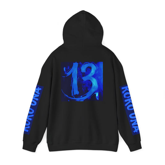 Koko Una Tarot Official Hoodie- Lucky 13 Backside Blue & Black - Unisex Heavy Blend™ Sweatshirt