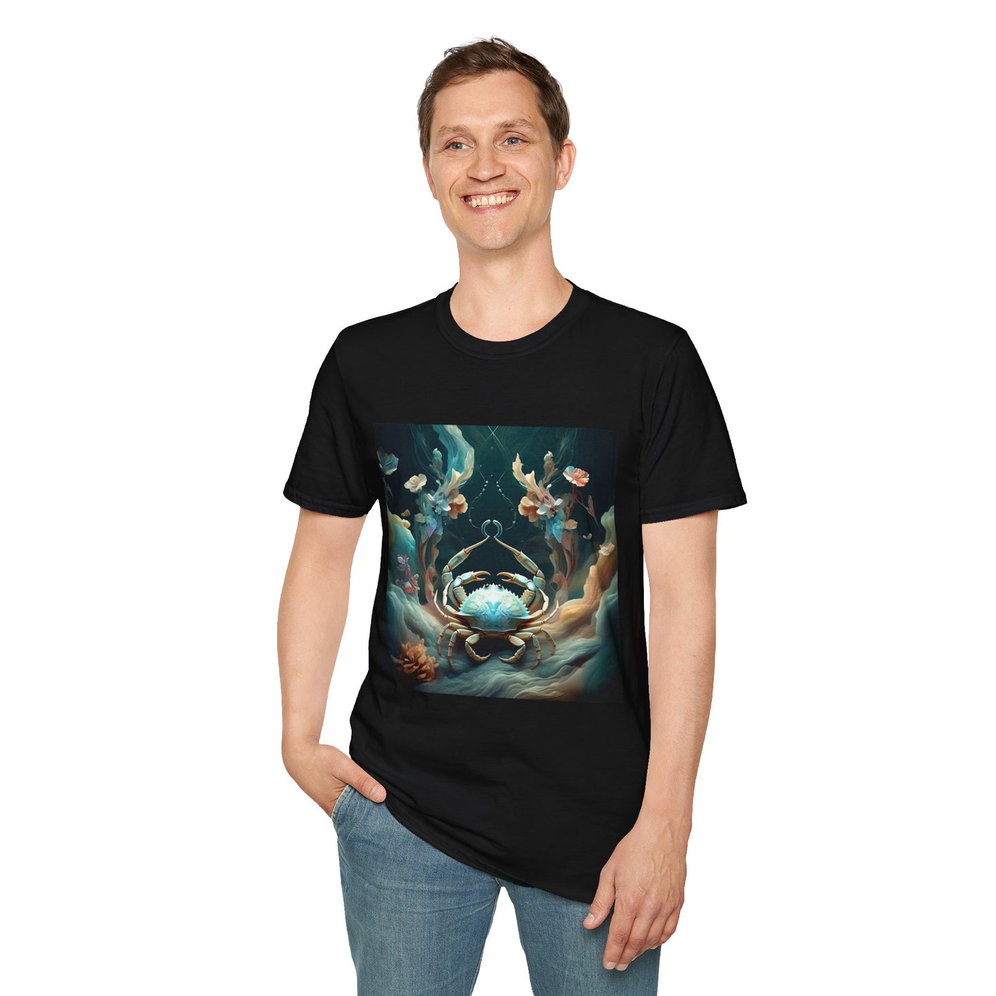 Zodiac by Koko Una- Cancer Crab (Picture ONLY)- Unisex Softstyle T-Shirt - Astrology Inspired