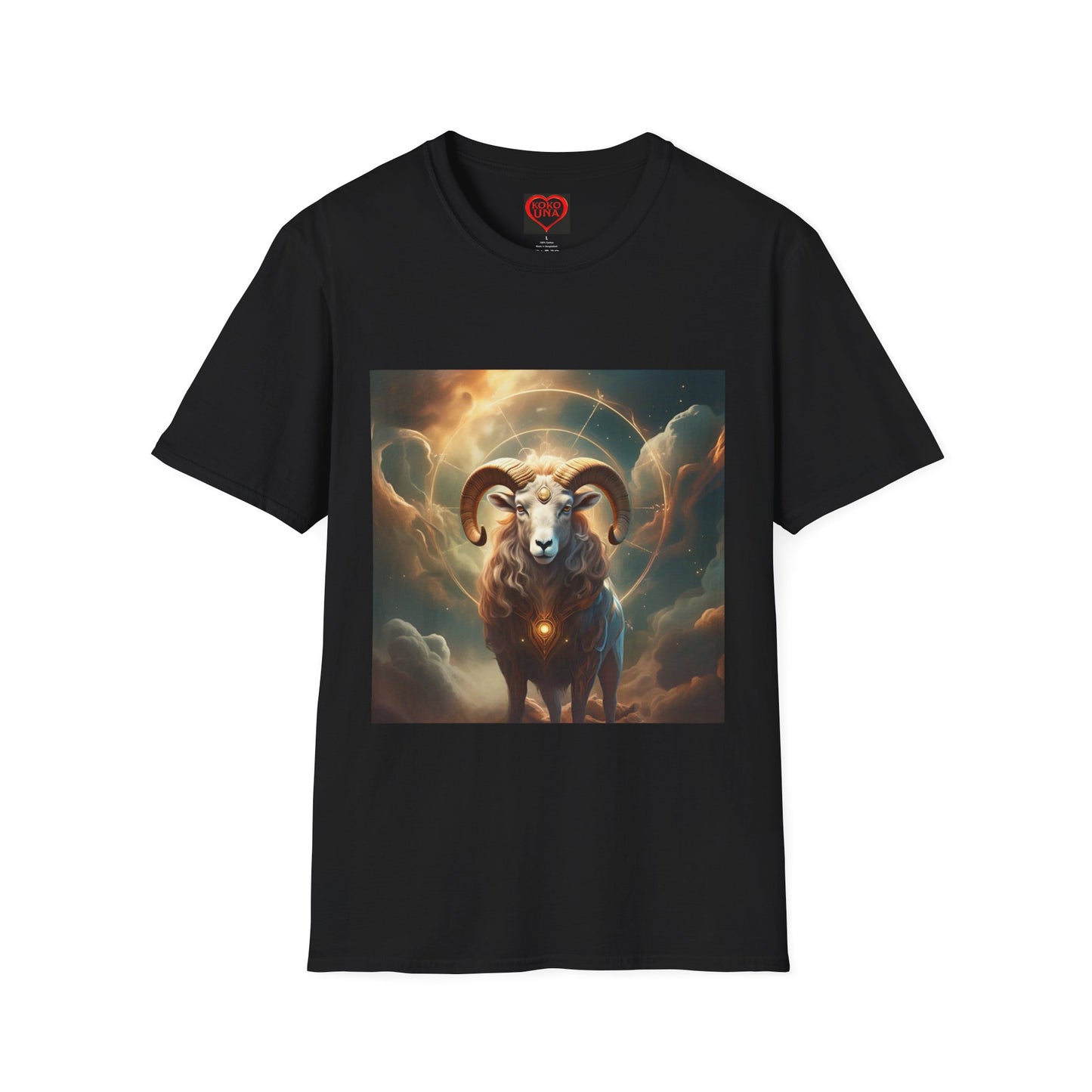 Zodiac by Koko Una- Aries Ram (Picture ONLY)- Unisex Softstyle T-Shirt - Astrology Inspired