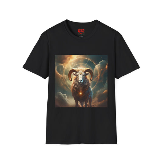 Zodiac by Koko Una- Aries Ram (Picture ONLY)- Unisex Softstyle T-Shirt - Astrology Inspired