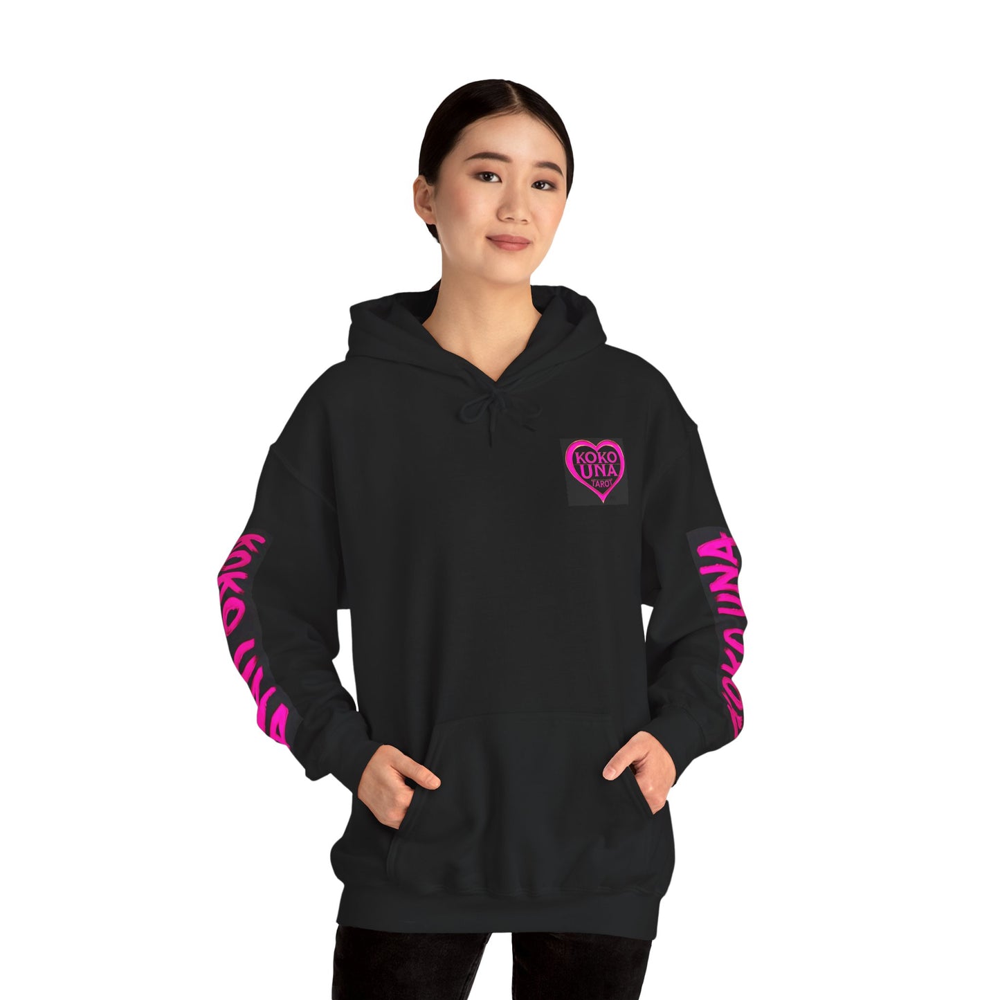 Koko Una Tarot Official Hoodie- Lucky 13 Backside Pink & Black - Unisex Heavy Blend™ Sweatshirt