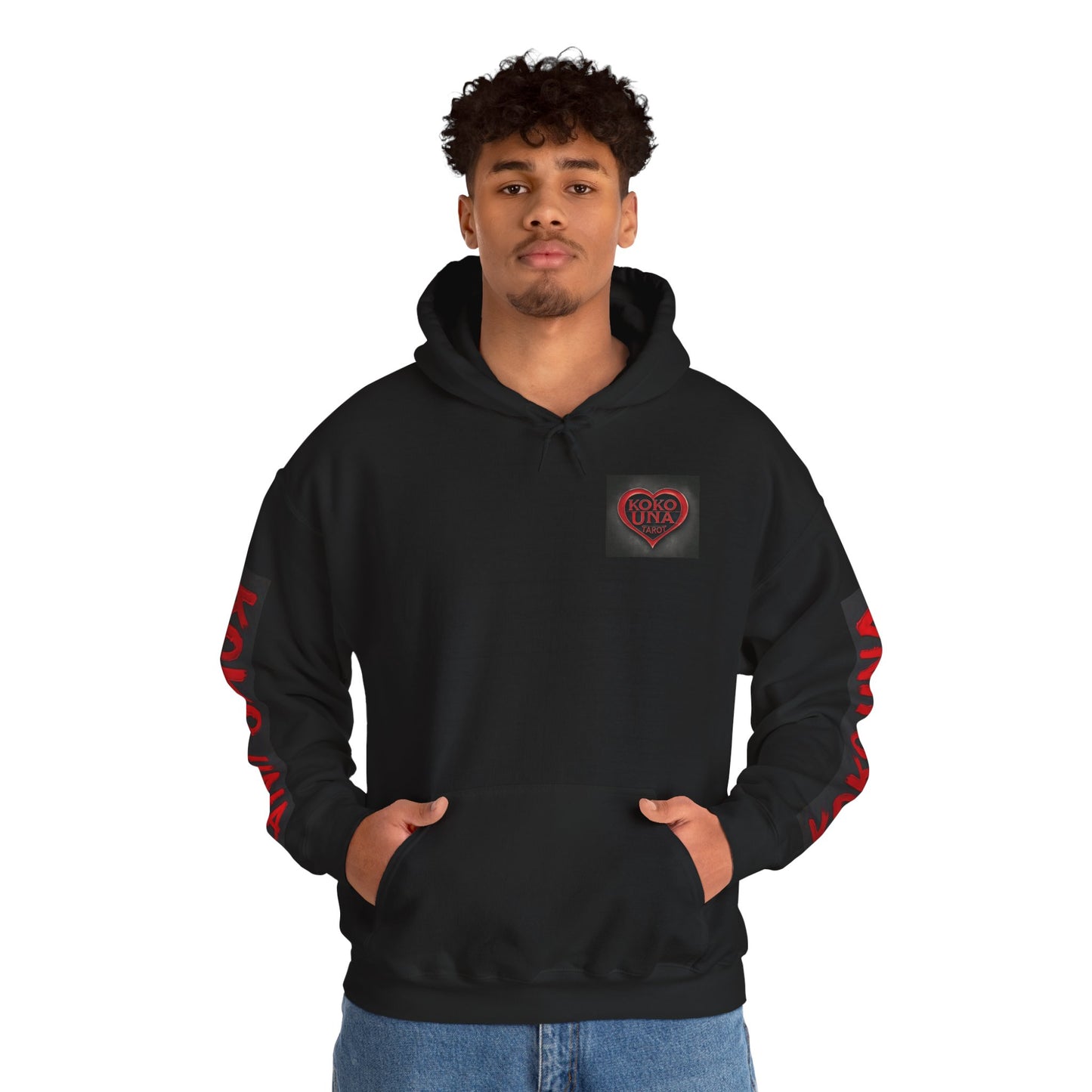 Koko Una Tarot Official Hoodie- Lucky 13 Backside Red & Black- Unisex Heavy Blend™ Sweatshirt