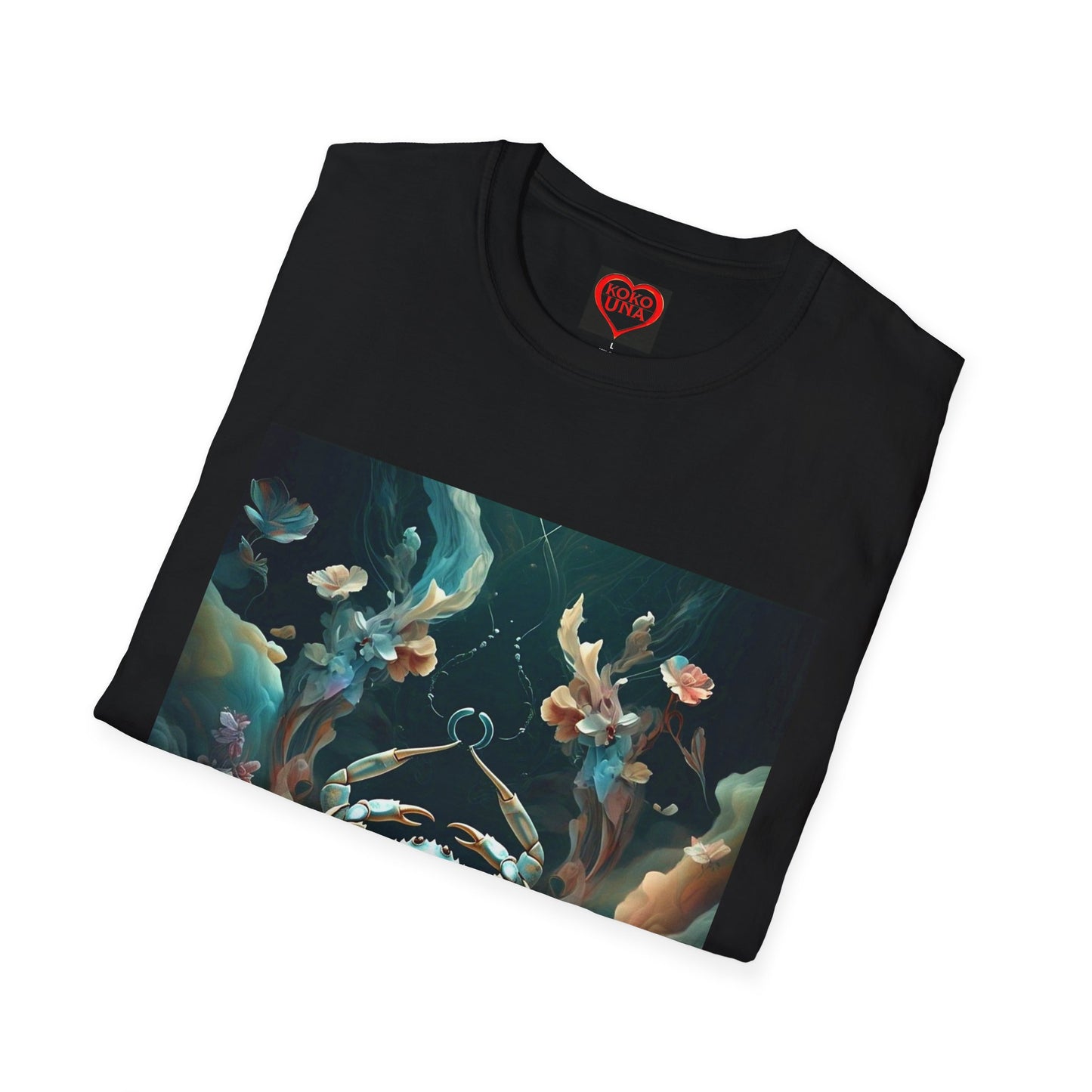Zodiac by Koko Una- Cancer Crab (Picture ONLY)- Unisex Softstyle T-Shirt - Astrology Inspired