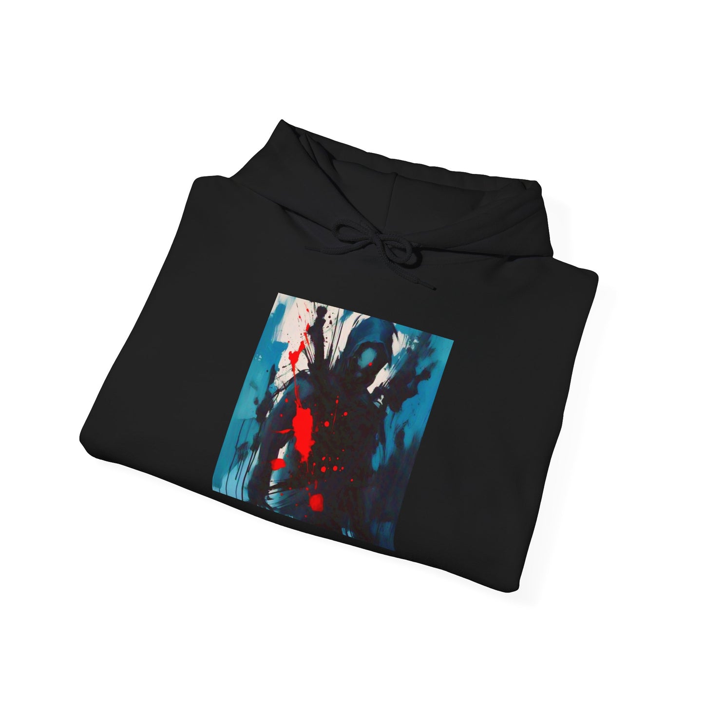Dark Waves Art by Koko Una- Samurai Amoung Us in Red- Hoodie Unisex Sweatshirt w/Printed Sleeves