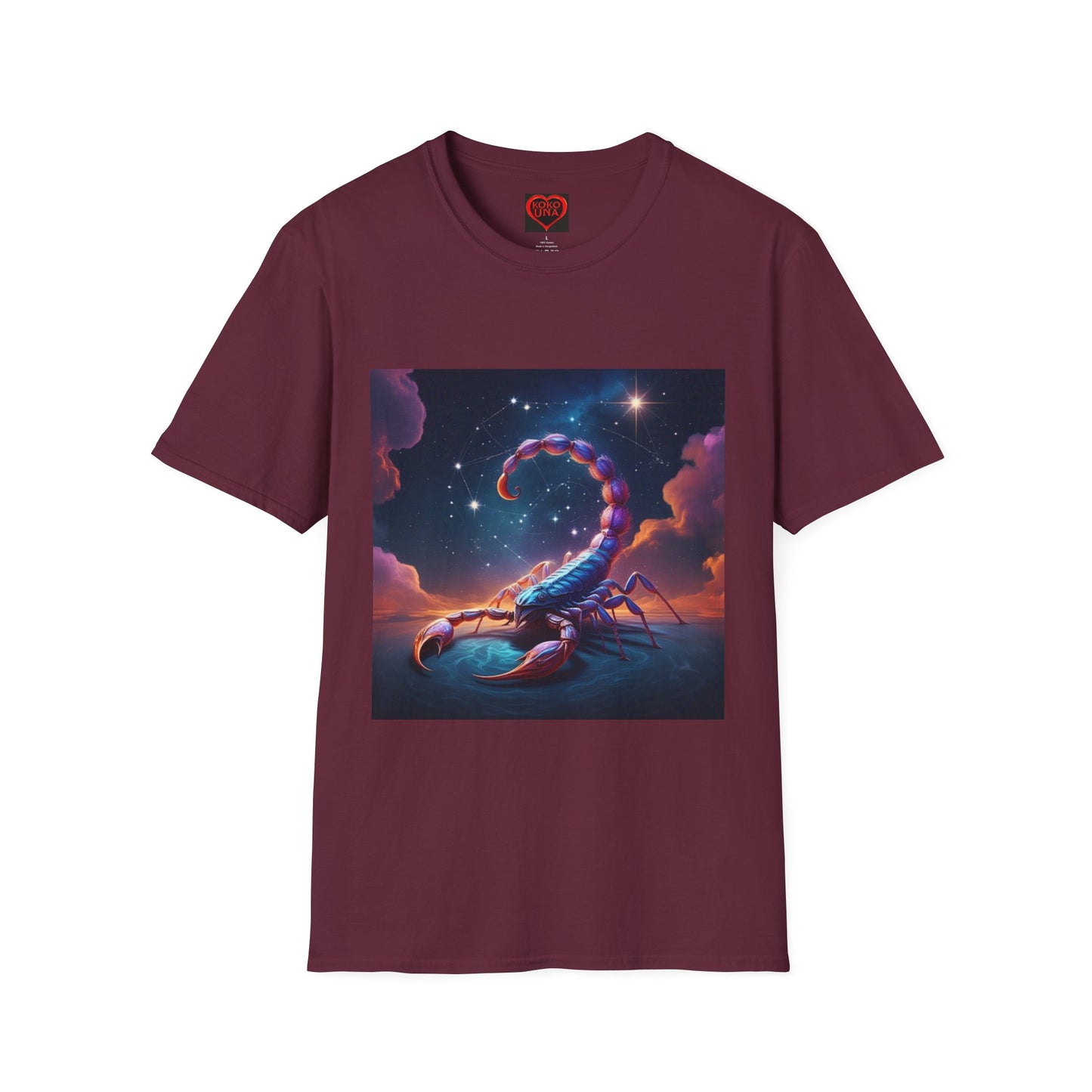 Zodiac by Koko Una- Scorpio Scorpion (Picture ONLY)- Unisex Softstyle T-Shirt - Astrology Inspired
